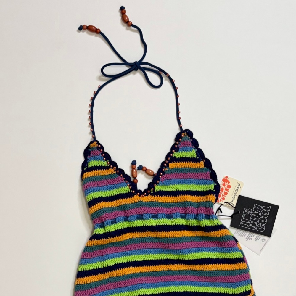 NWT!! FREE PEOPLE It's Now Cool the Crochet Tie One Piece Swimsuit Medium Large - Picture 4 of 16